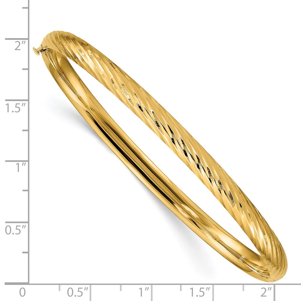 14k Yellow Gold 4.75 mm 3/16 Textured Hinged Bangle (4.82 grams)