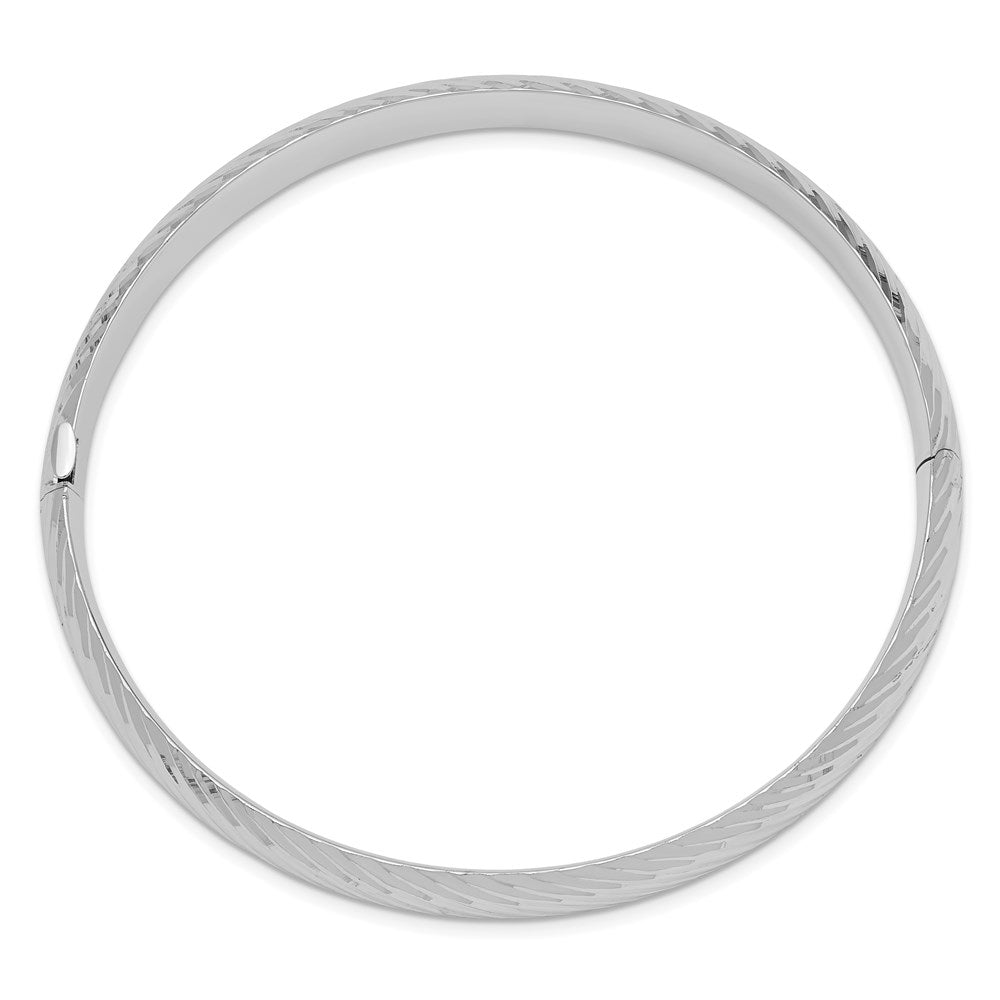 14k White Gold 8 mm 5/16 Textured Hinged Bangle (10.36 grams)