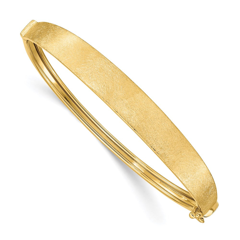 14k Yellow Gold 8 mm Satin Finish Graduated Hinged Bangle (9.76 grams)
