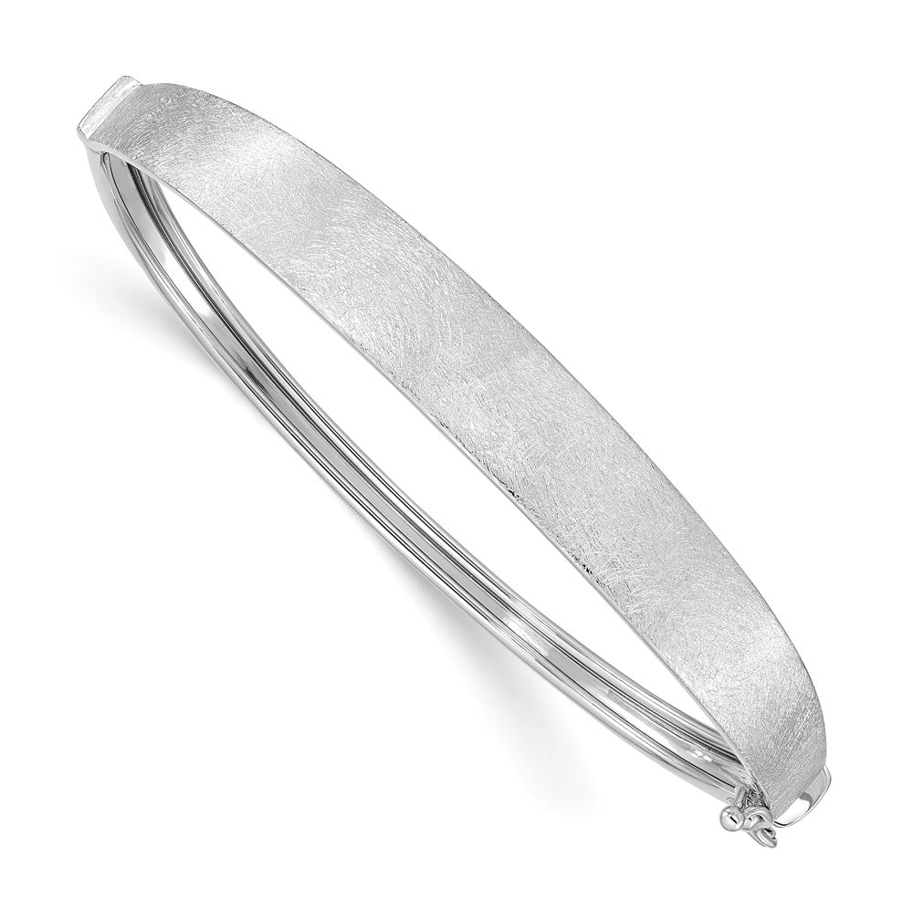 14k White Gold 8 mm Satin Finish Graduated Hinged Bangle (9.76 grams)