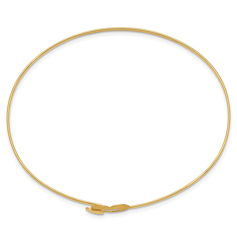 14k Yellow Gold 11 mm Brushed and Polished Hearts Flexible Bangle (2.52 grams)