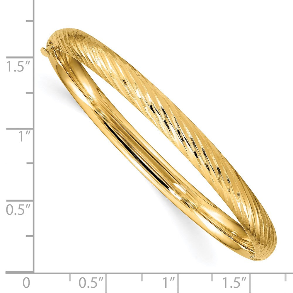14k Yellow Gold 4.75 mm 3/1 Textured Children's Hinged Bangle (3.88 grams)