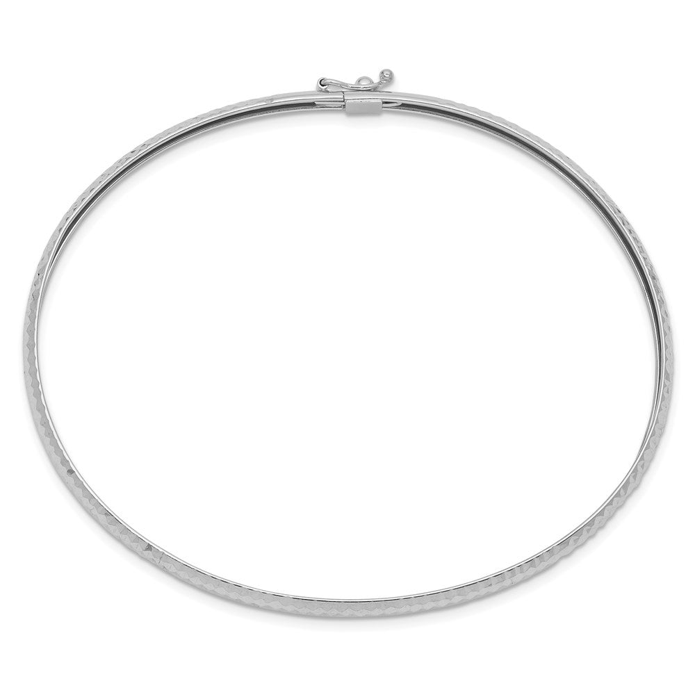 14k White Gold 4 mm Textured Flexible Bangle (2.68 grams)