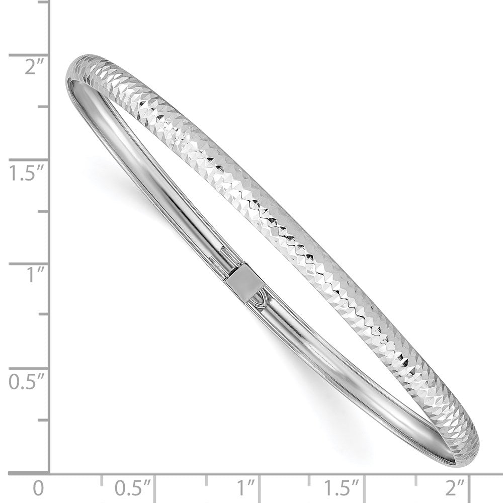 14k White Gold 4 mm Textured Flexible Bangle (2.68 grams)