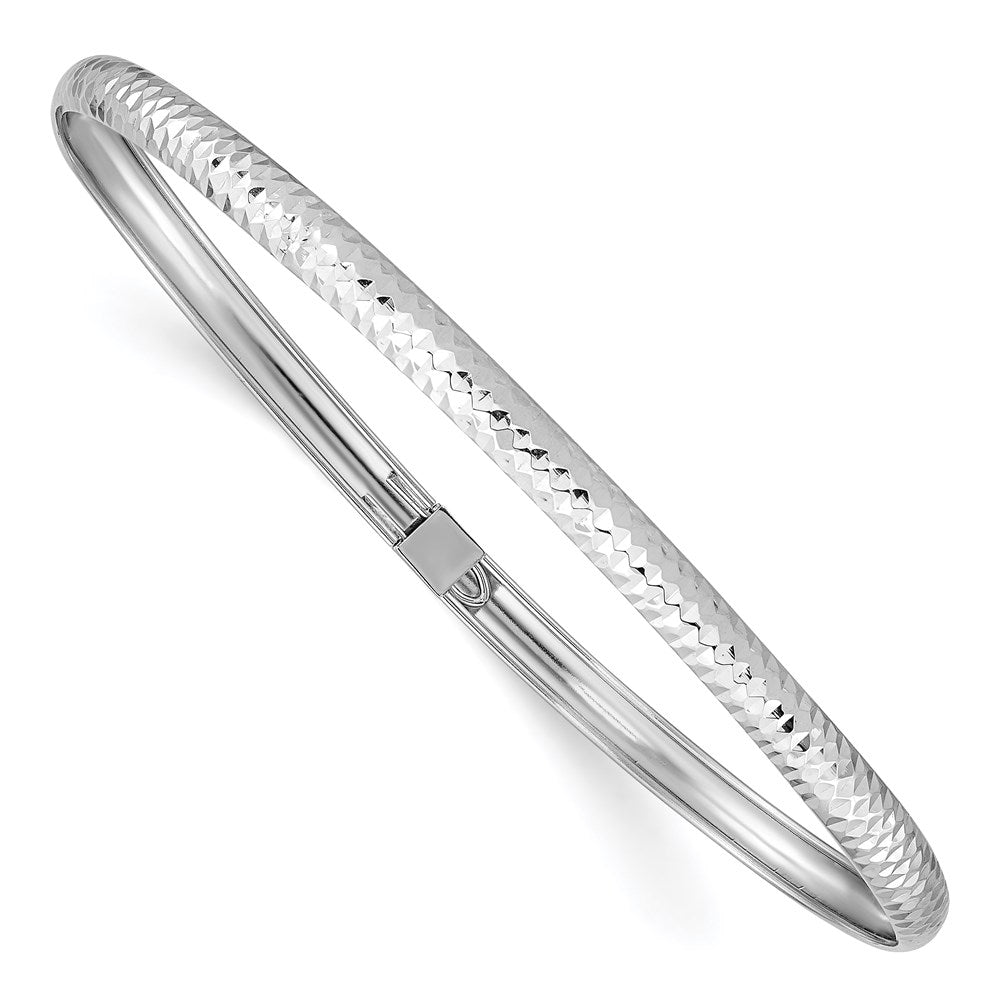 14k White Gold 4 mm Textured Flexible Bangle (2.68 grams)