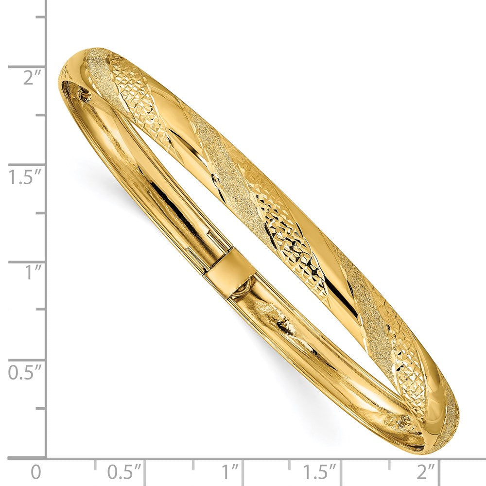 14k Yellow Gold 6.2 mm Twisted Diamond-cut Flexible Bangle (4.07 grams)