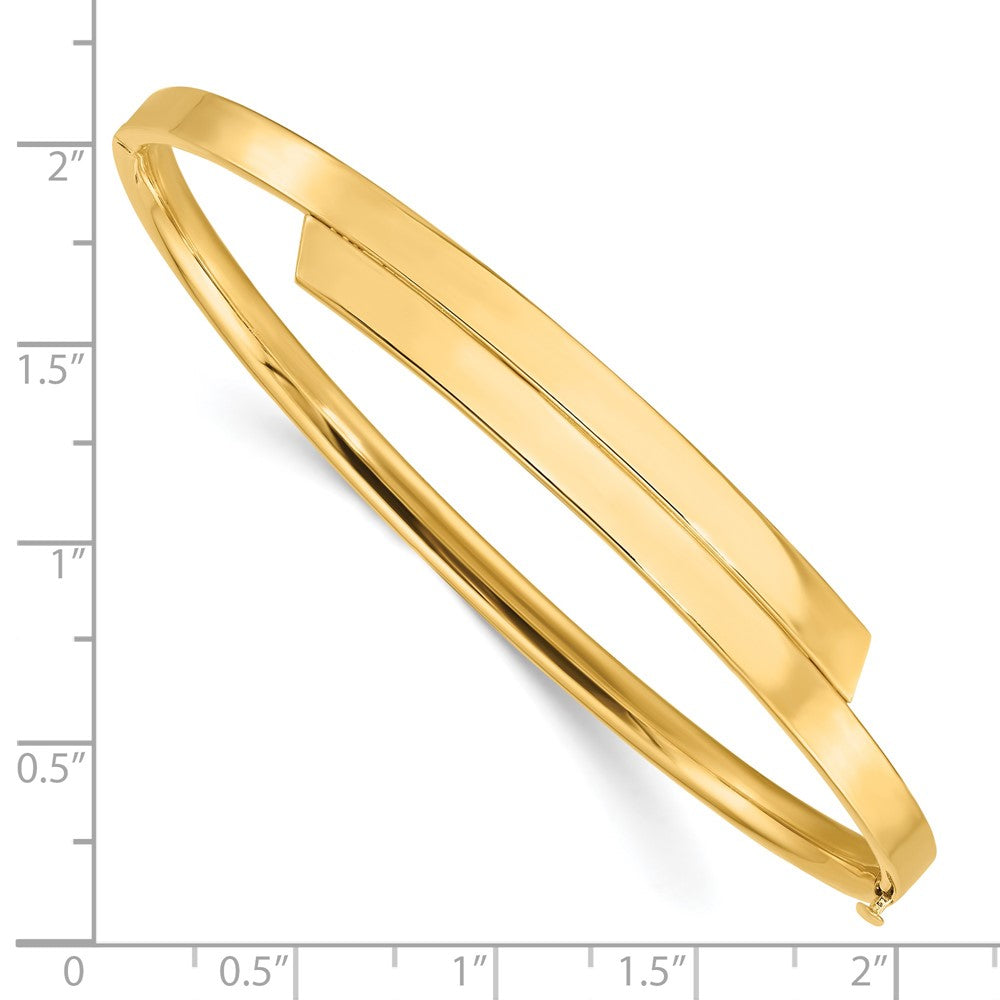 14k Yellow Gold 7.4 mm 14ky 2/16 Polished Overlap Hinged Bangle (5.97 grams)