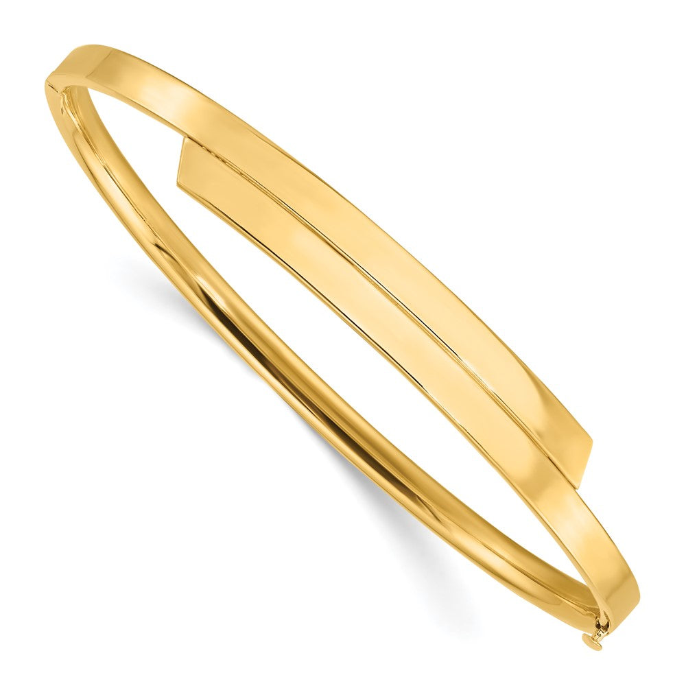 14k Yellow Gold 7.4 mm 14ky 2/16 Polished Overlap Hinged Bangle (5.97 grams)
