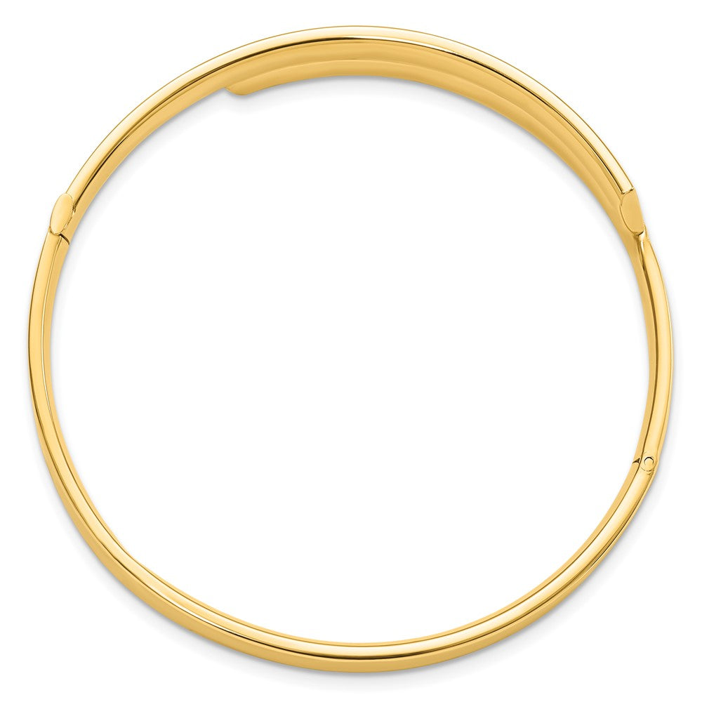 14k Yellow Gold 10 mm 14ky 3/16 Polished Overlap Hinged Bangle (7.87 grams)