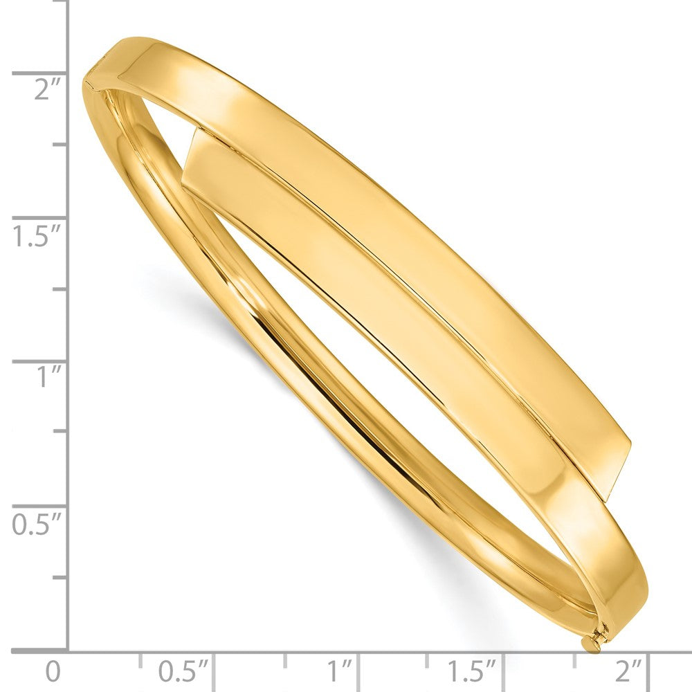 14k Yellow Gold 10 mm 14ky 3/16 Polished Overlap Hinged Bangle (7.87 grams)