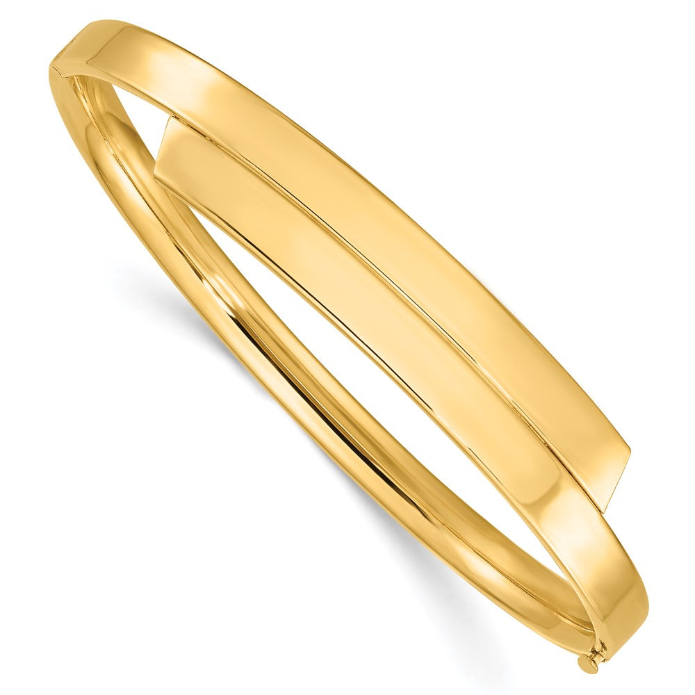 14k Yellow Gold 10 mm 14ky 3/16 Polished Overlap Hinged Bangle (7.87 grams)