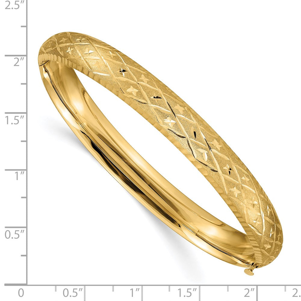 14k Yellow Gold 8.75 mm 5/16 Diamond-cut Fancy Hinged Bangle Bracelet (9.12 grams)