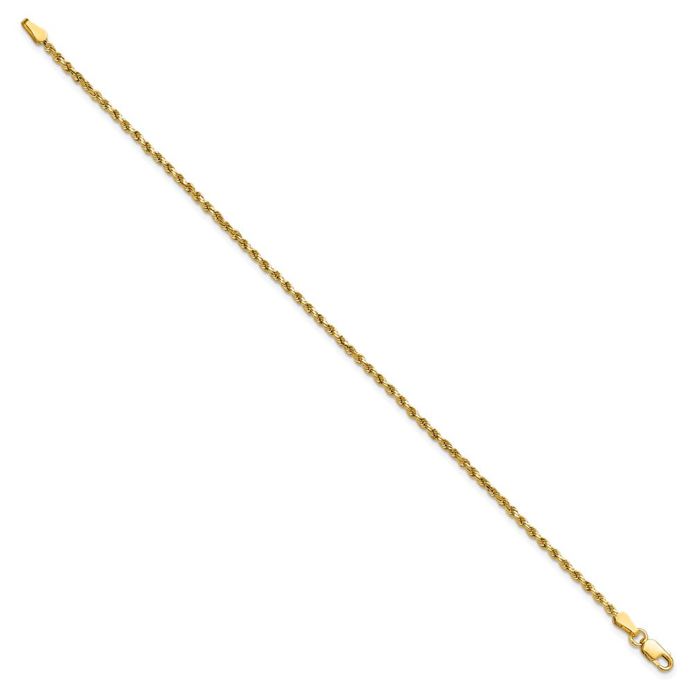 14k 2mm Semi-solid D/C Rope Chain Bracelet (1.16 grams)