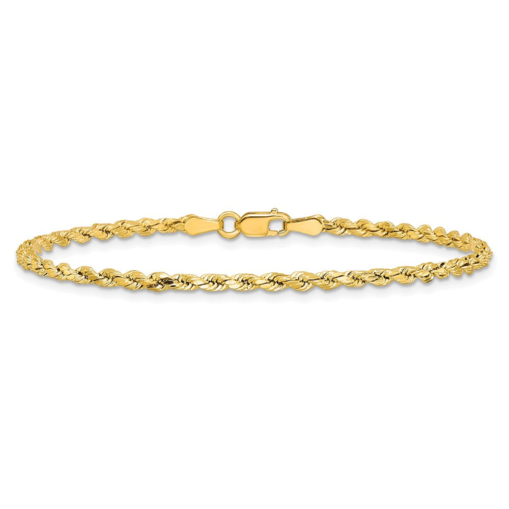 14k 2.5mm Semi-solid D/C Rope Chain Bracelet (1.47 grams)