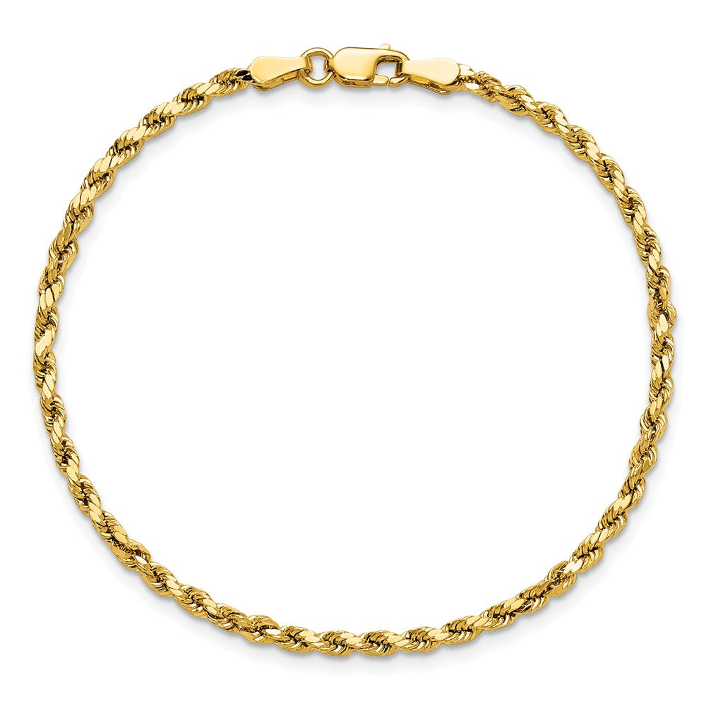 14k 2.5mm Semi-solid D/C Rope Chain Bracelet (1.47 grams)