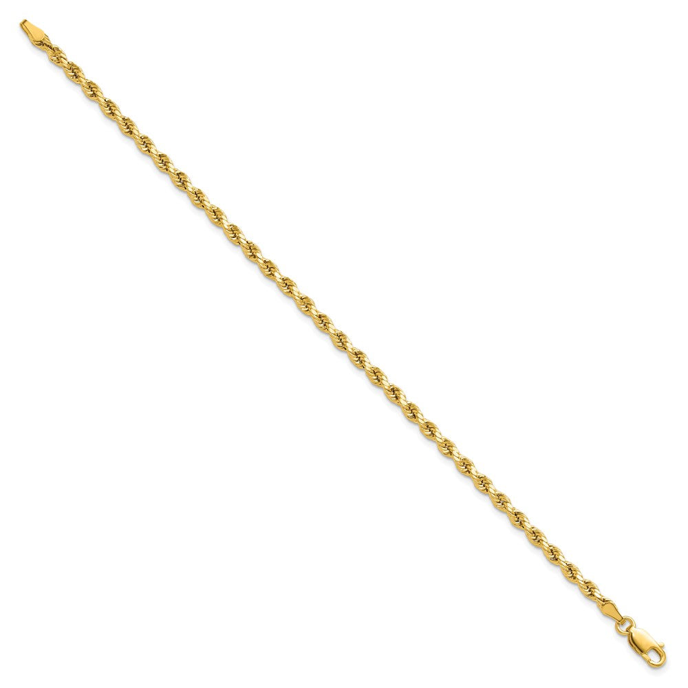 14k 3mm Semi-solid D/C Rope Chain Bracelet (2.04 grams)