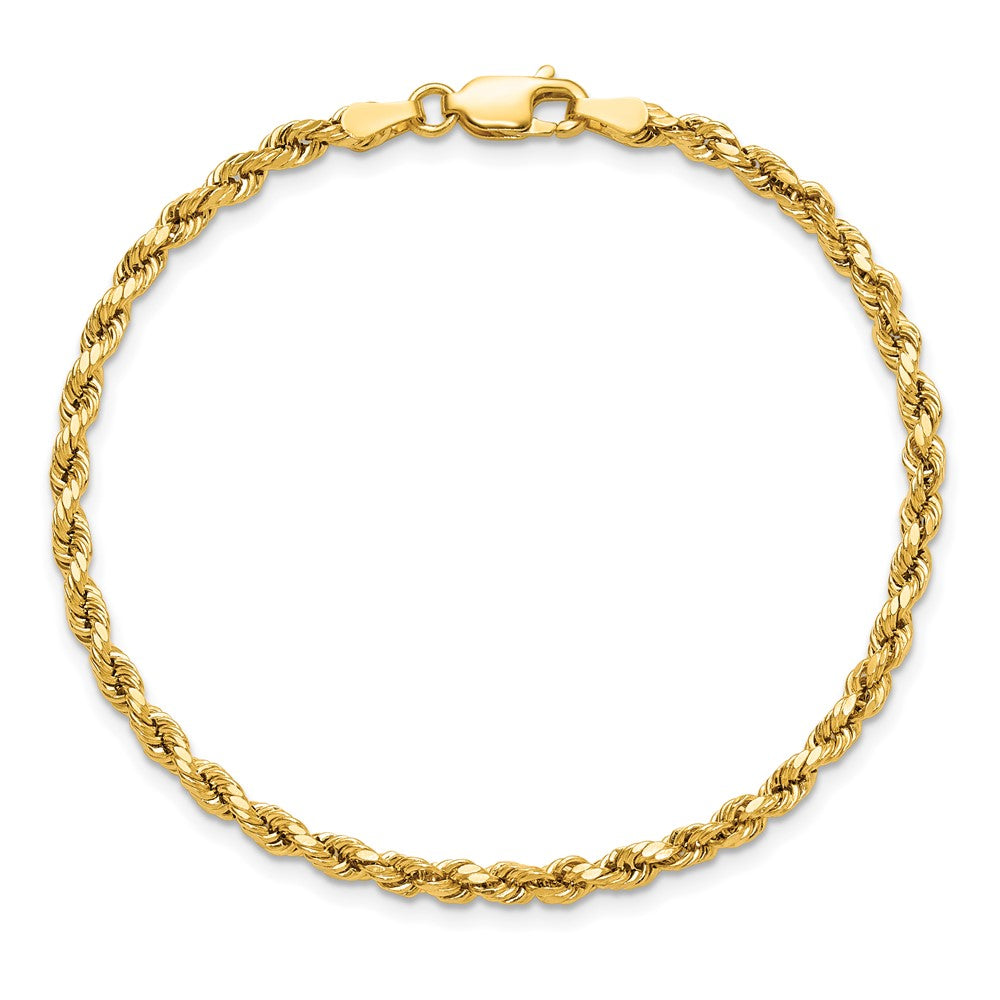 14k 3mm Semi-solid D/C Rope Chain Bracelet (2.04 grams)