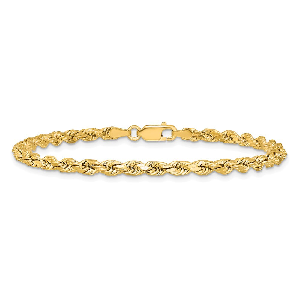 14k 3.5mm Semi-solid D/C Rope Chain Bracelet (2.63 grams)