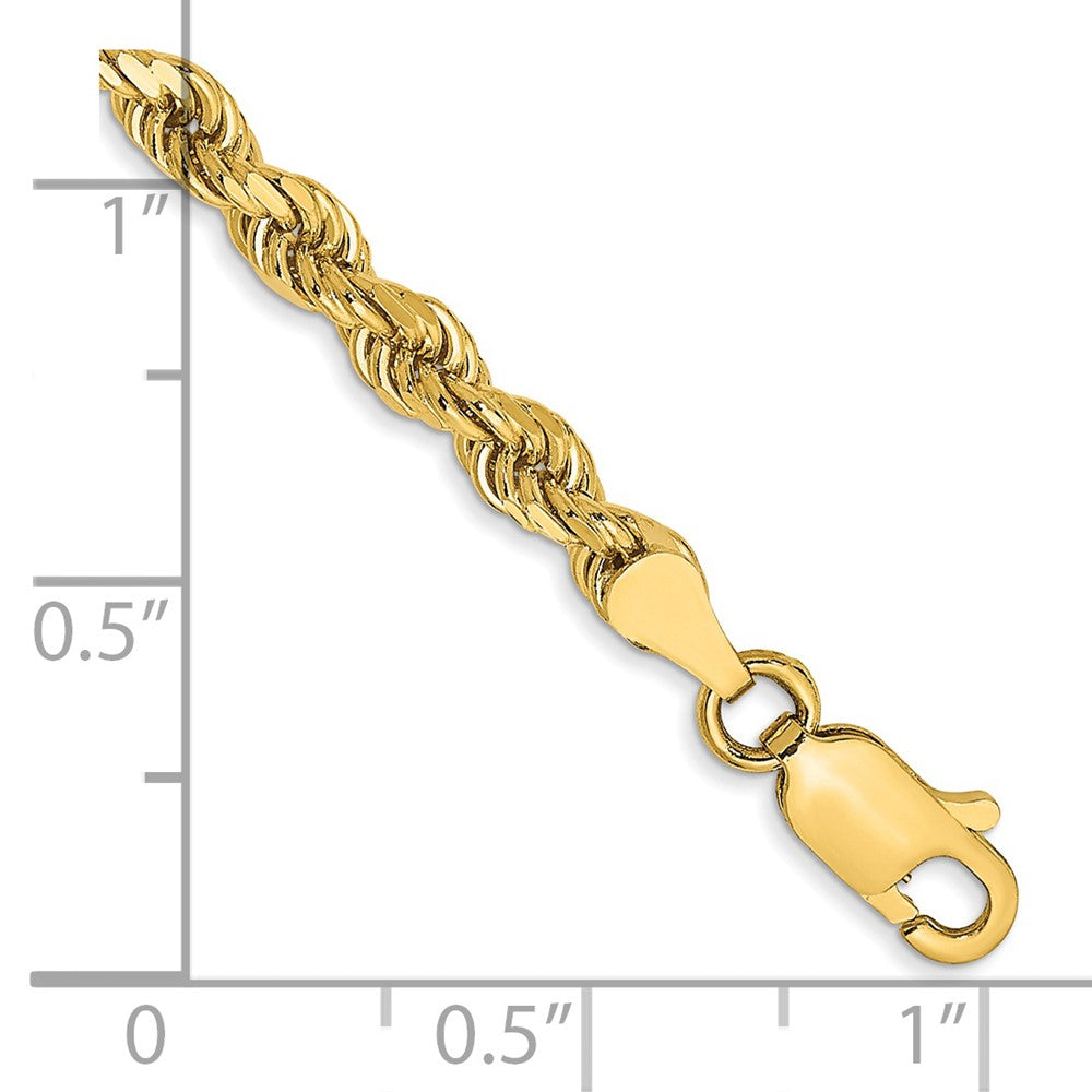 14k 3.5mm Semi-solid D/C Rope Chain Bracelet (2.63 grams)