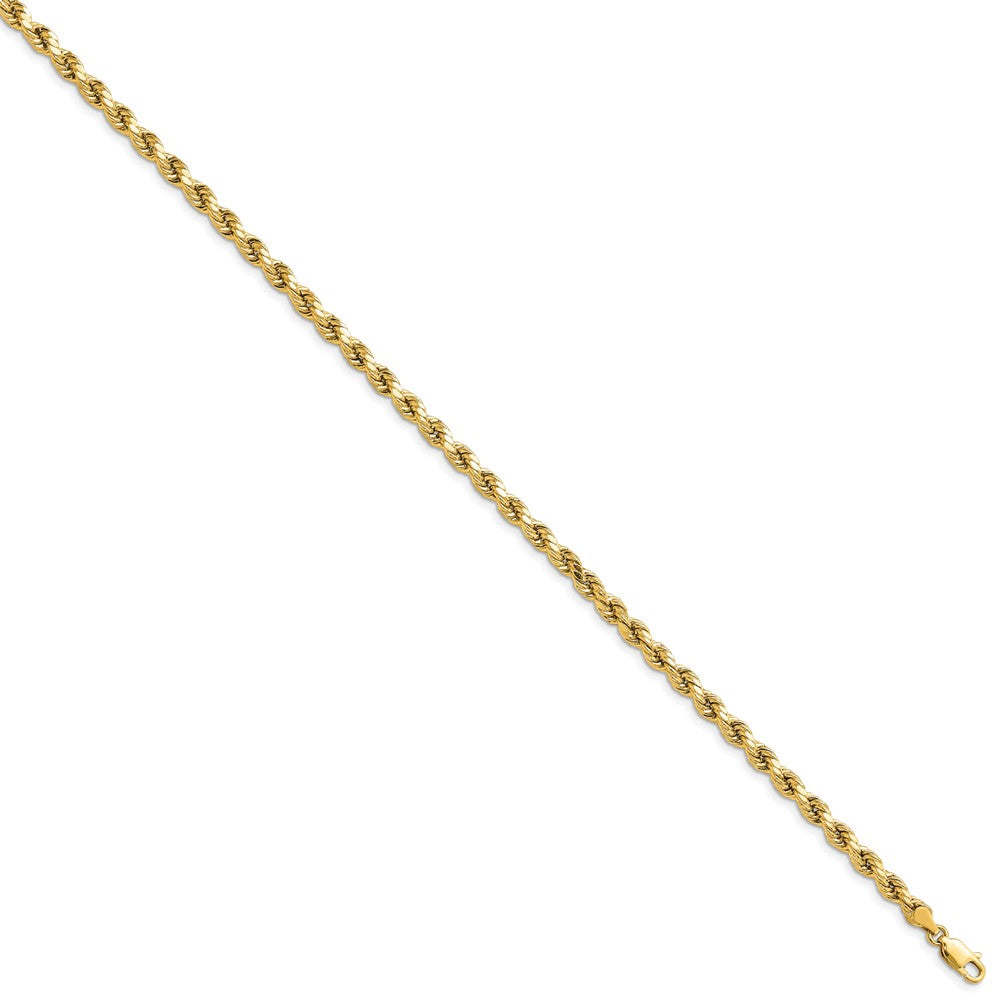 14k 4mm Semi-solid D/C Rope Chain Bracelet (2.87 grams)