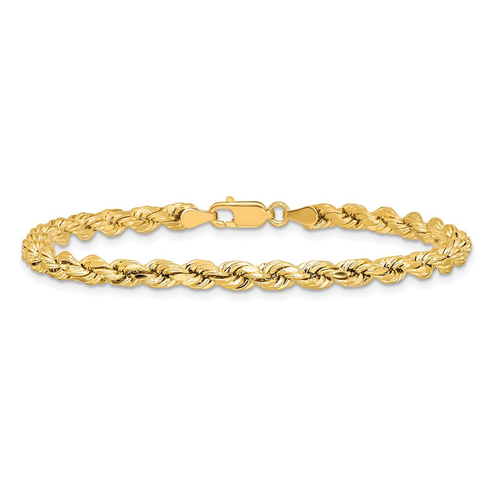14k 4mm Semi-solid D/C Rope Chain Bracelet (2.87 grams)