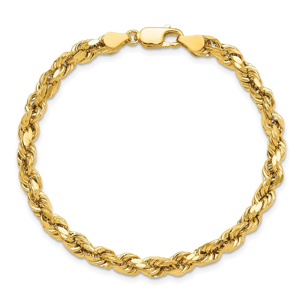 14k 4.9mm Semi-solid D/C Rope Chain Bracelet (3.63 grams)