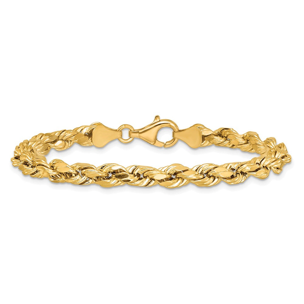 14k 5.5mm Semi-solid D/C Rope Chain Bracelet (4.72 grams)