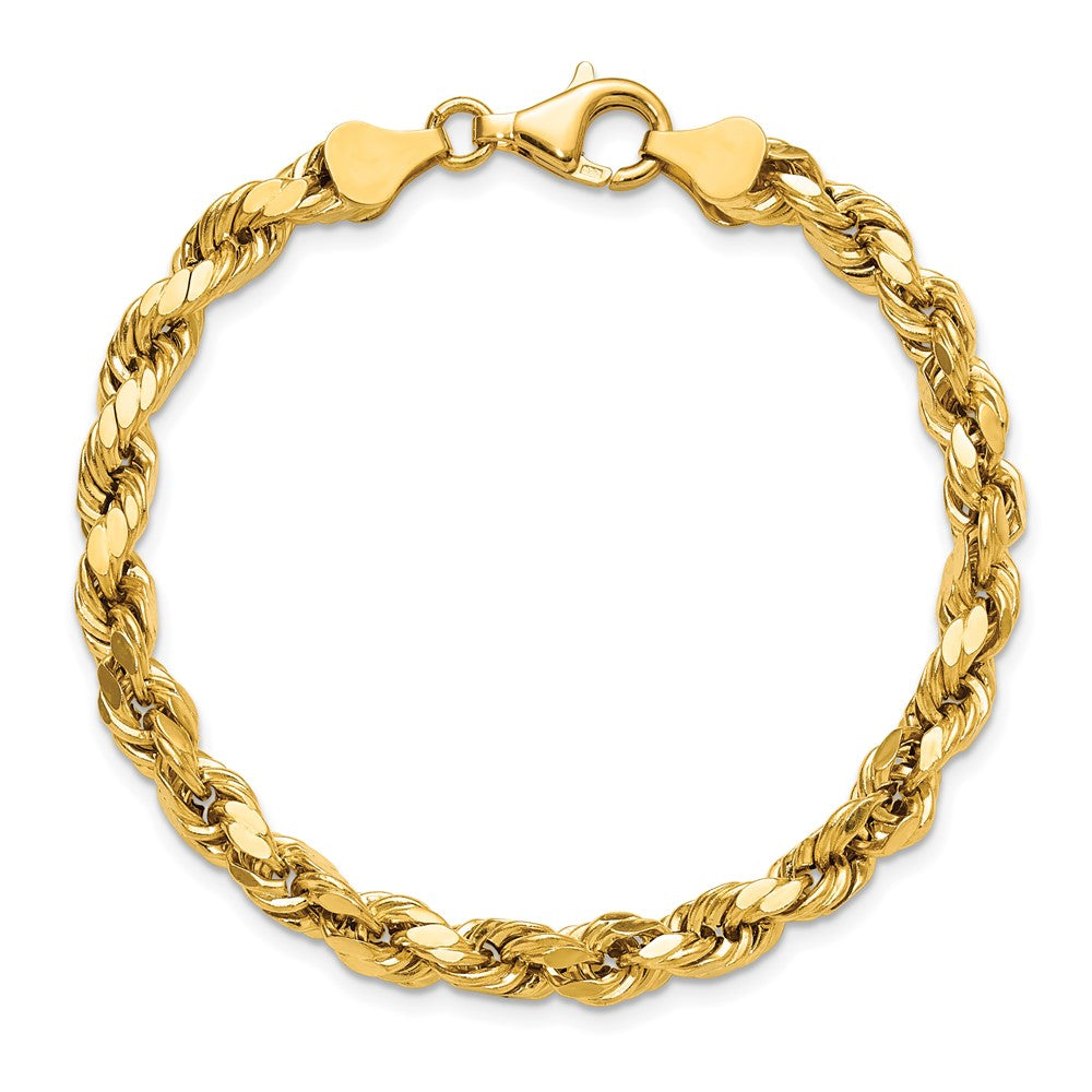 14k 5.5mm Semi-solid D/C Rope Chain Bracelet (4.72 grams)