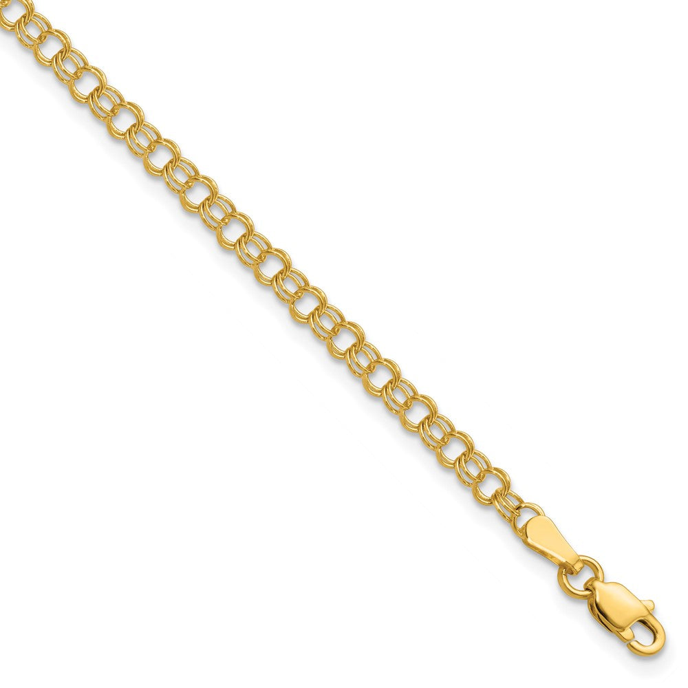 14k Yellow Gold 3.5 mm Solid Double Link Charm Bracelet (1.91 grams)