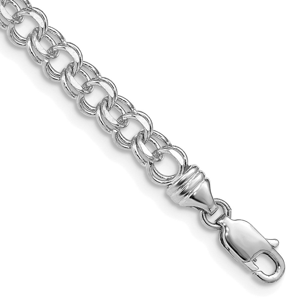 14k White Gold 4.75 mm Solid Double Link Charm Bracelet (7.07 grams)