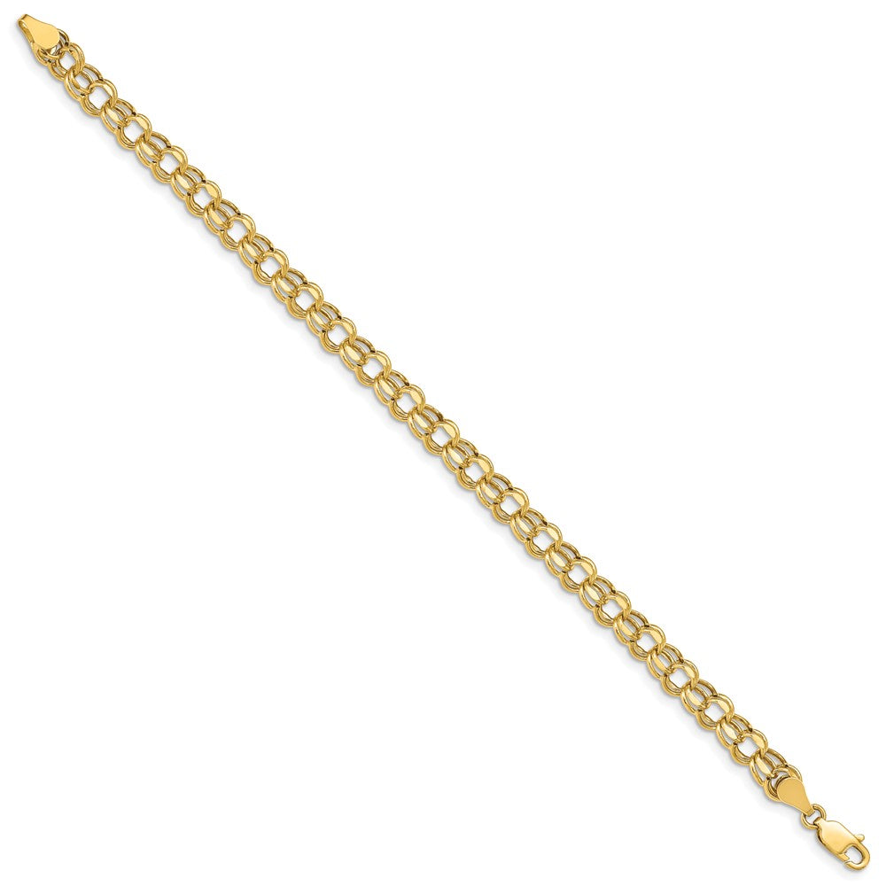 14k Yellow Gold 5.5 mm Hollow Double Link Charm Bracelet (2.52 grams)