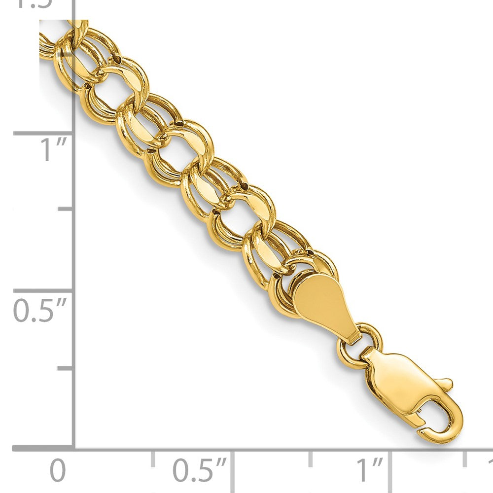 14k Yellow Gold 5.5 mm Hollow Double Link Charm Bracelet (2.52 grams)