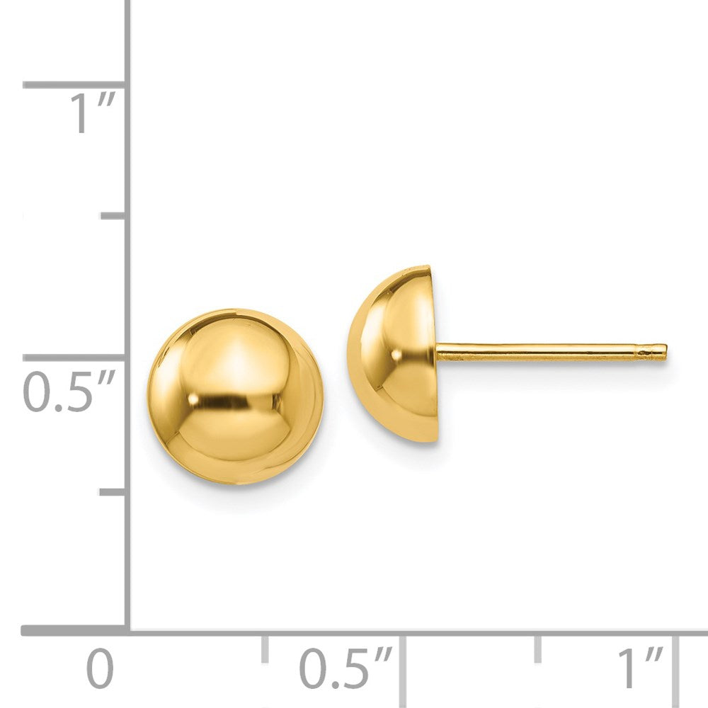 14k Yellow Gold 8 mm Half Ball Post Earrings (1.18 grams)