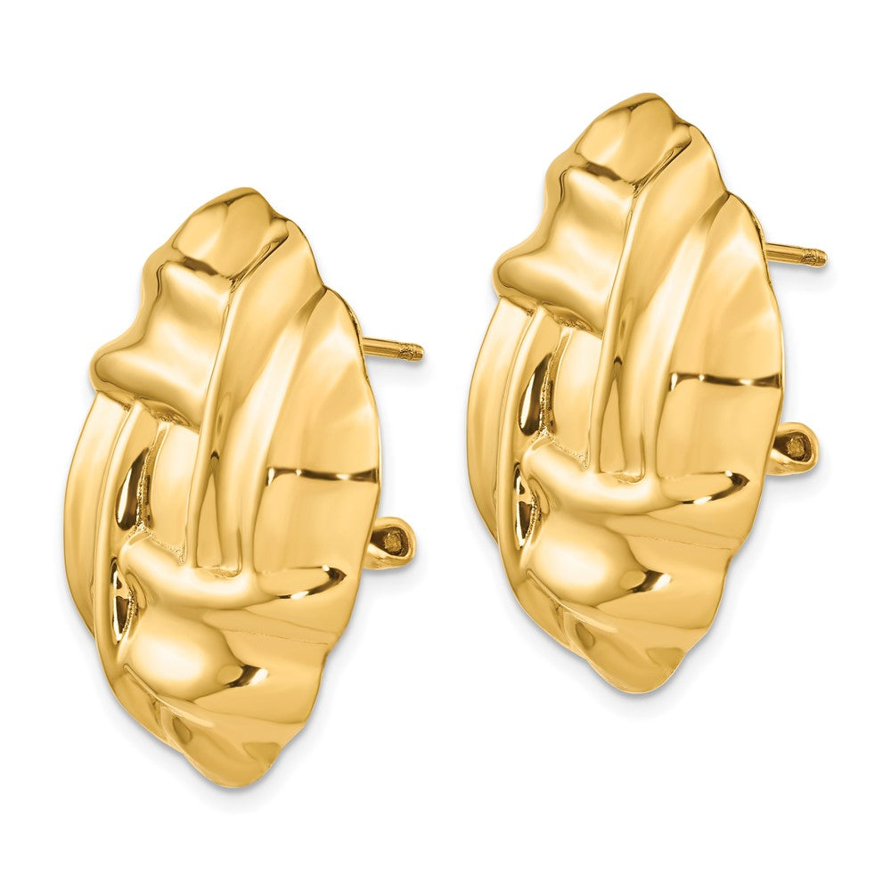 14k Yellow Gold 27 mm Polished Fancy Omega Back Post Earrings (9.3 grams)