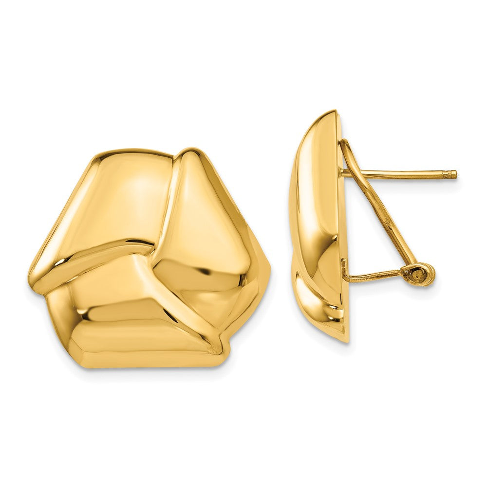 14k Yellow Gold 27 mm Polished Knot Omega Back Post Earrings (6.9 grams)