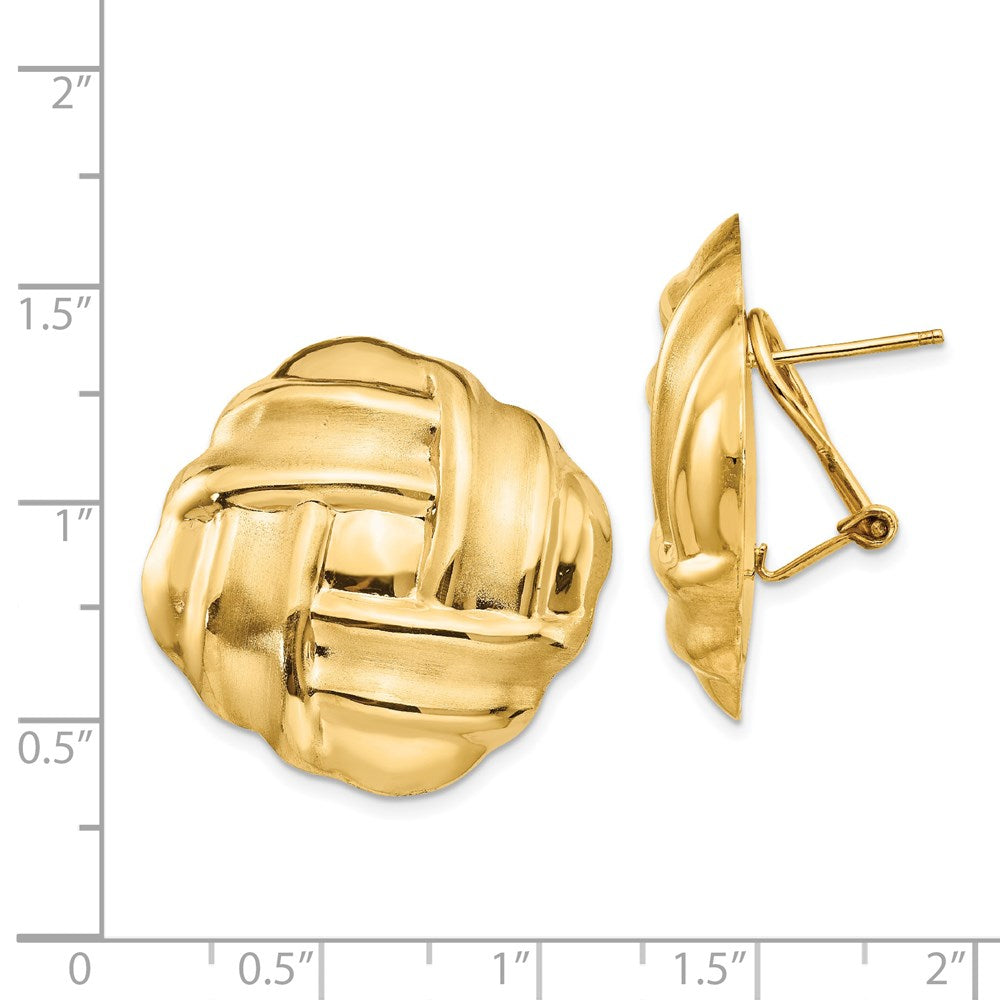 14k Yellow Gold 26 mm Polished & Satin Omega Back Post Earrings (10.37 grams)