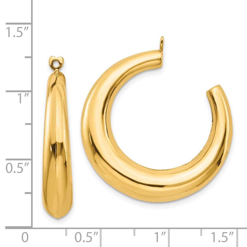 14k Yellow Gold 5 mm Polished Hollow Hoop Earring Jackets (4.24 grams)