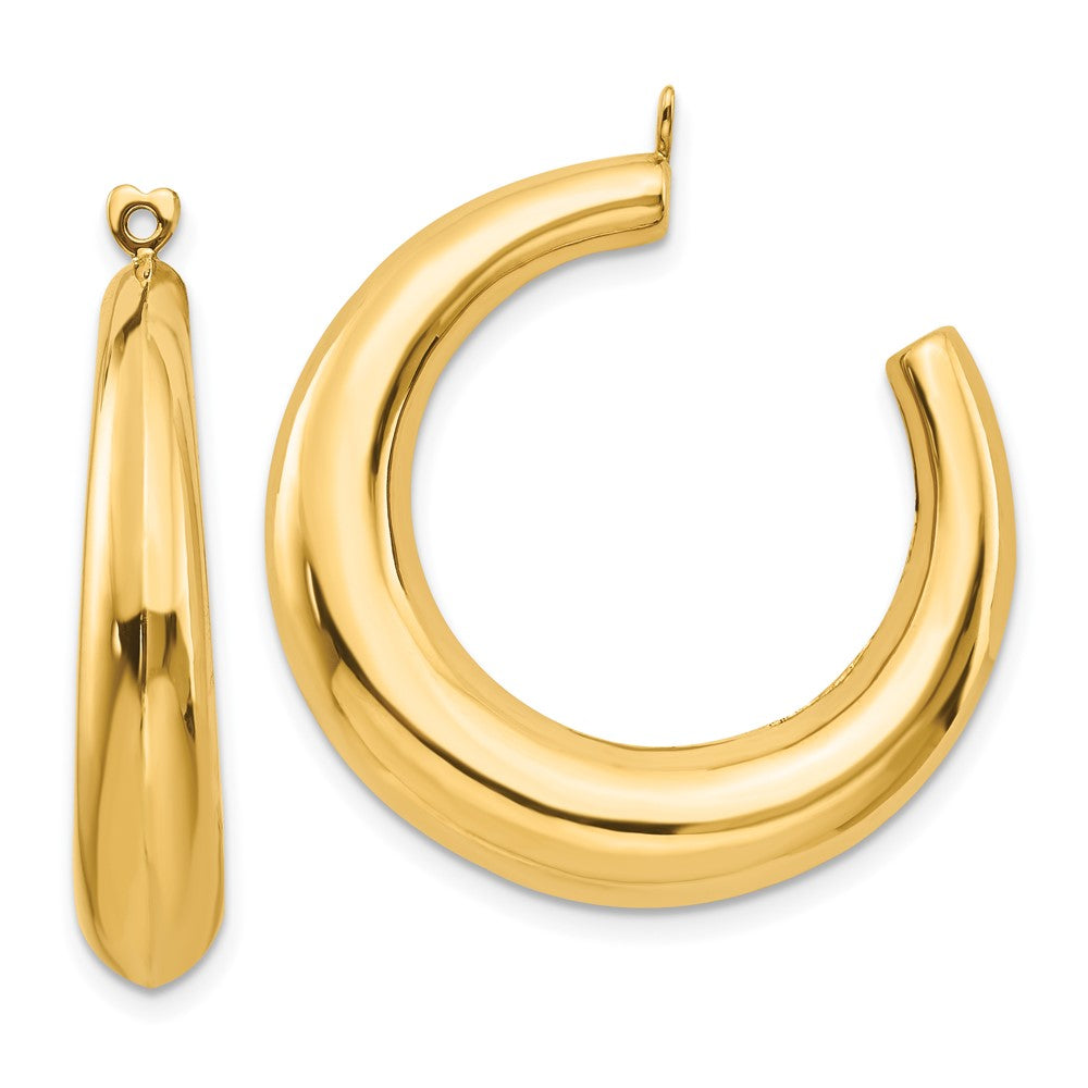 14k Yellow Gold 5 mm Polished Hollow Hoop Earring Jackets (4.24 grams)