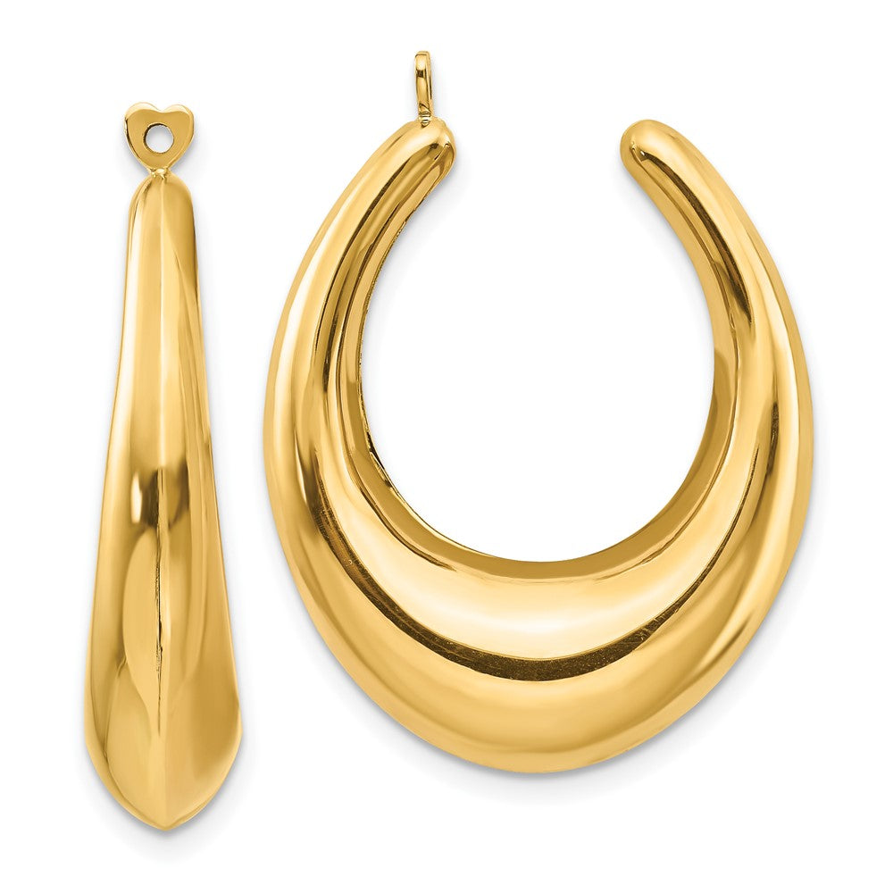 14k Yellow Gold 7 mm Polished Hollow Hoop Earring Jackets (4.84 grams)