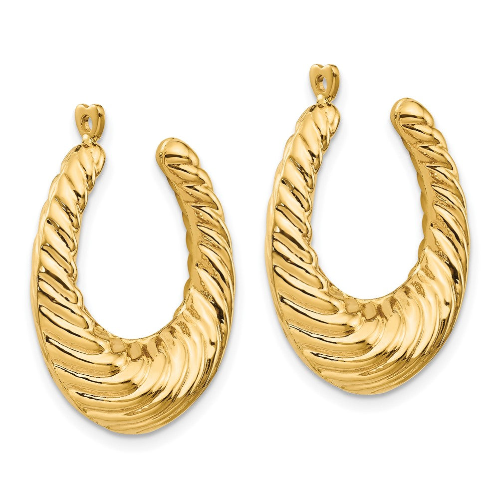 14k Yellow Gold 6 mm Polished Twisted Hollow Hoop Earring Jackets (2.98 grams)