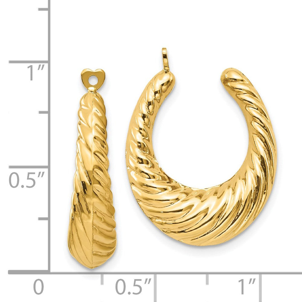 14k Yellow Gold 6 mm Polished Twisted Hollow Hoop Earring Jackets (2.98 grams)