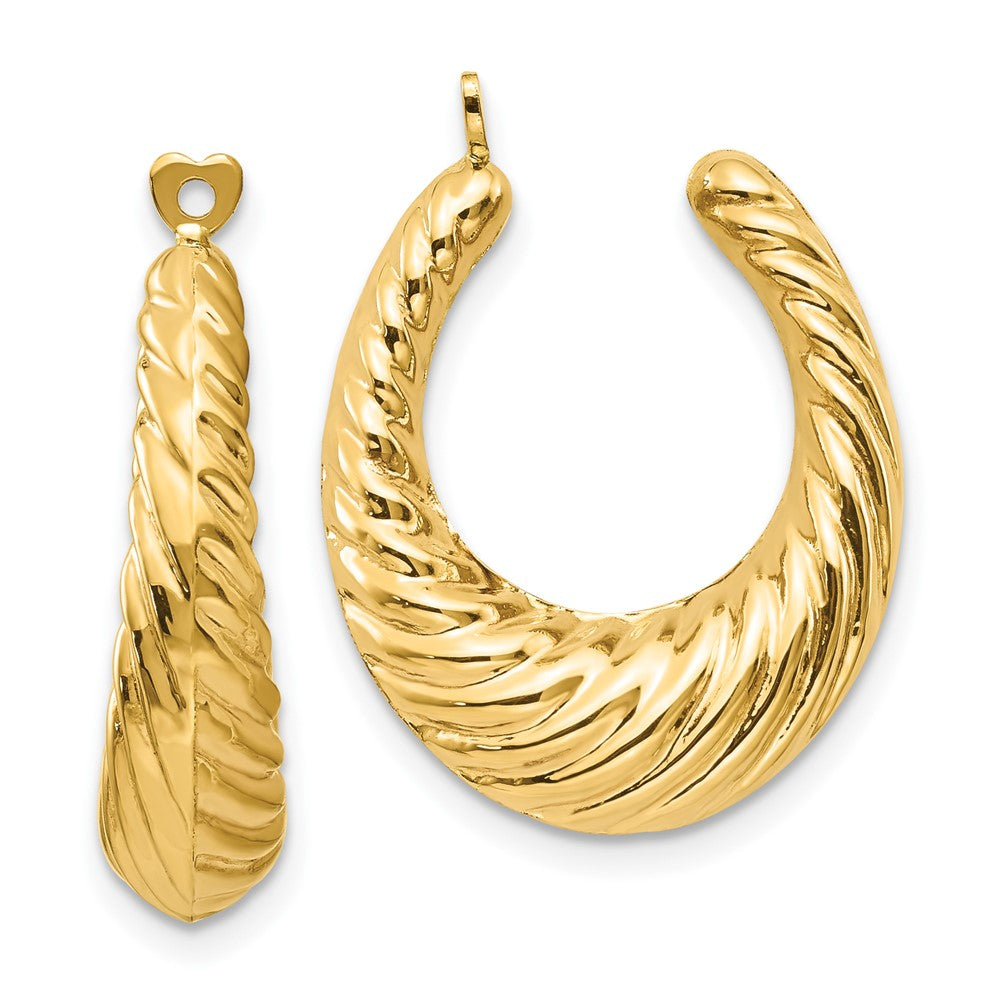 14k Yellow Gold 6 mm Polished Twisted Hollow Hoop Earring Jackets (2.98 grams)