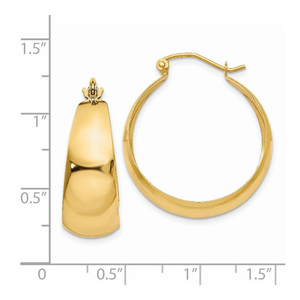 14k Yellow Gold 25 mm Tapered Hoop Earrings (3.66 grams)