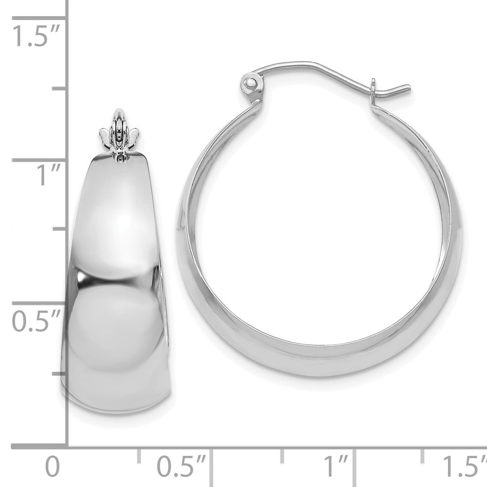 14k White Gold 25 mm Tapered Hoop Earrings (3.65 grams)