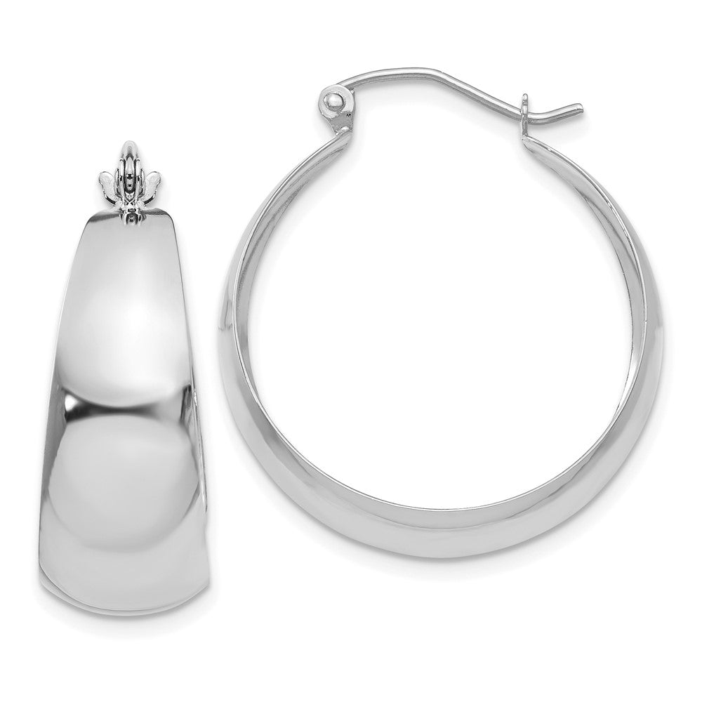 14k White Gold 25 mm Tapered Hoop Earrings (3.65 grams)