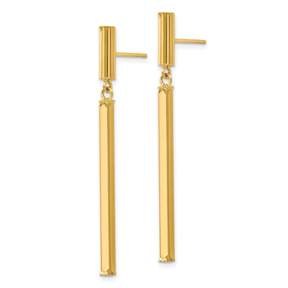 14k Yellow Gold 3 mm Fancy Squared Post Dangle Earrings (1.55 grams)