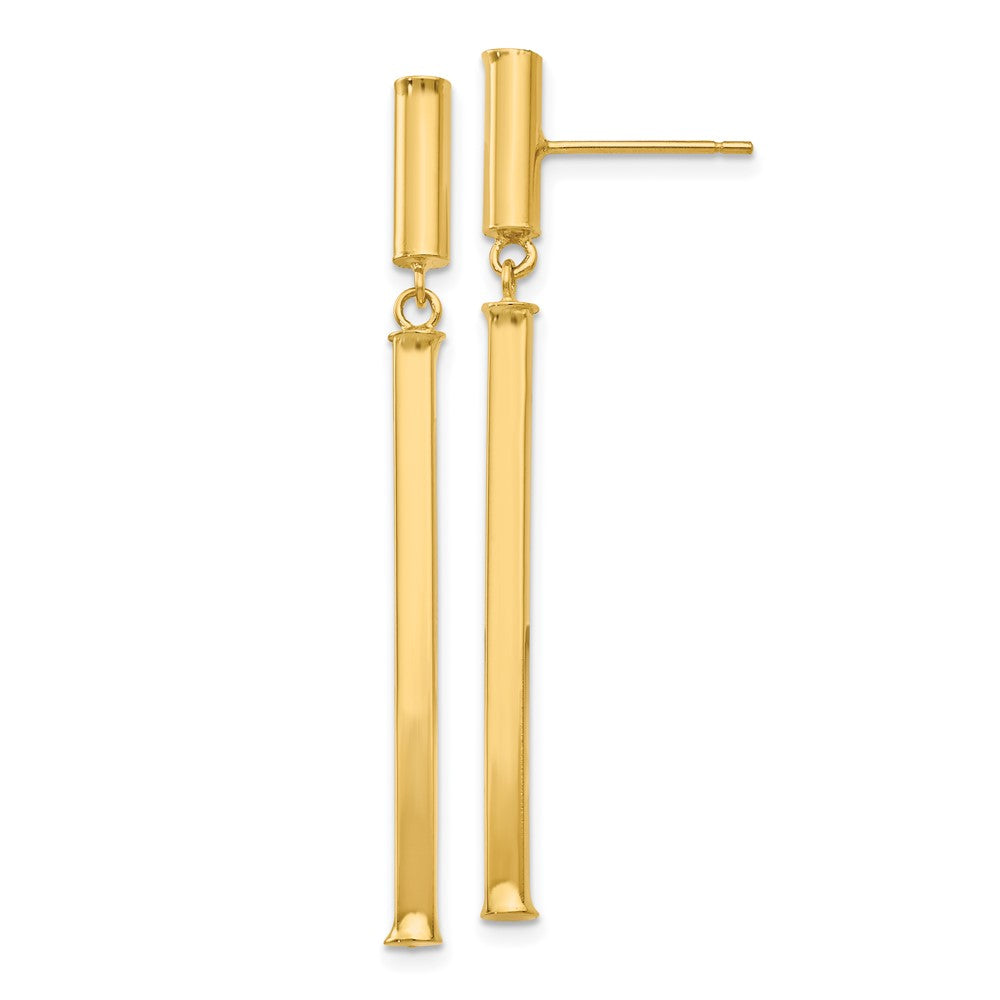 14k Yellow Gold 3 mm Fancy Squared Post Dangle Earrings (1.55 grams)