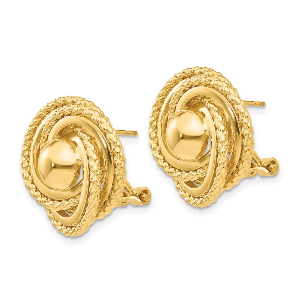14k Yellow Gold 19 mm Polished & Twisted Fancy Omega Back Post Earrings (7.14 grams)