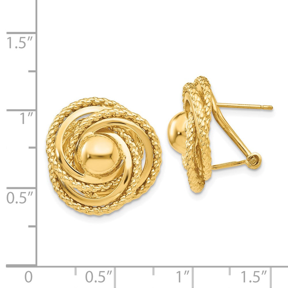 14k Yellow Gold 19 mm Polished & Twisted Fancy Omega Back Post Earrings (7.14 grams)