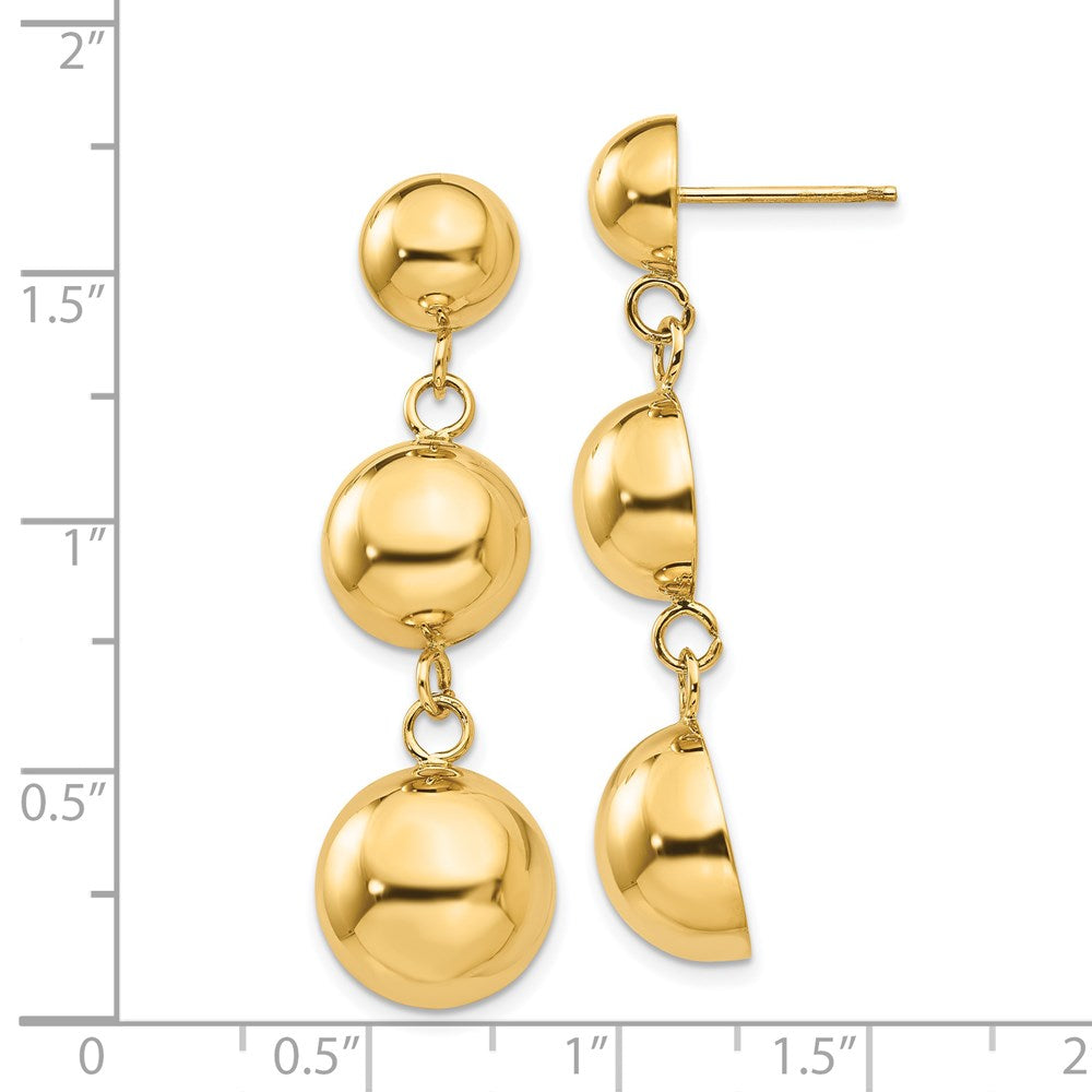 14k Yellow Gold 12 mm Polished Half Ball Dangle Earrings (4.78 grams)